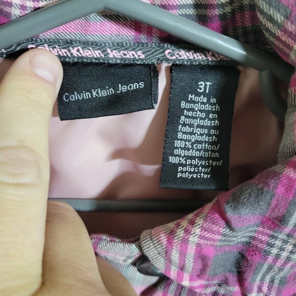 Calvin Klein Jeans Pink Plaid Flannel Kid's Toddler Jacket, Size 3T - Picture 2 of 7
